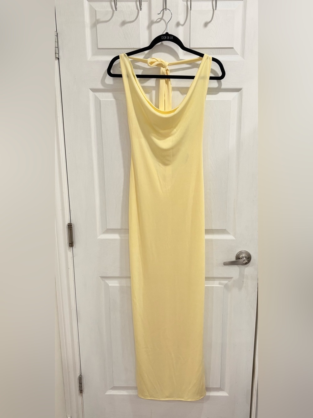 437 Maxi Yellow Halter Open Back Dress - Picture 3 of 10